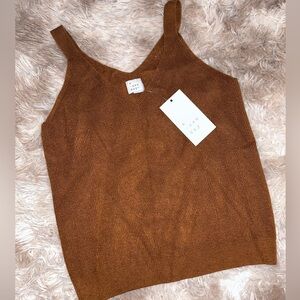 NWT A New Day, Rust Brown Ribbed Knitted Sweater Tank Top Cami - XSMALL